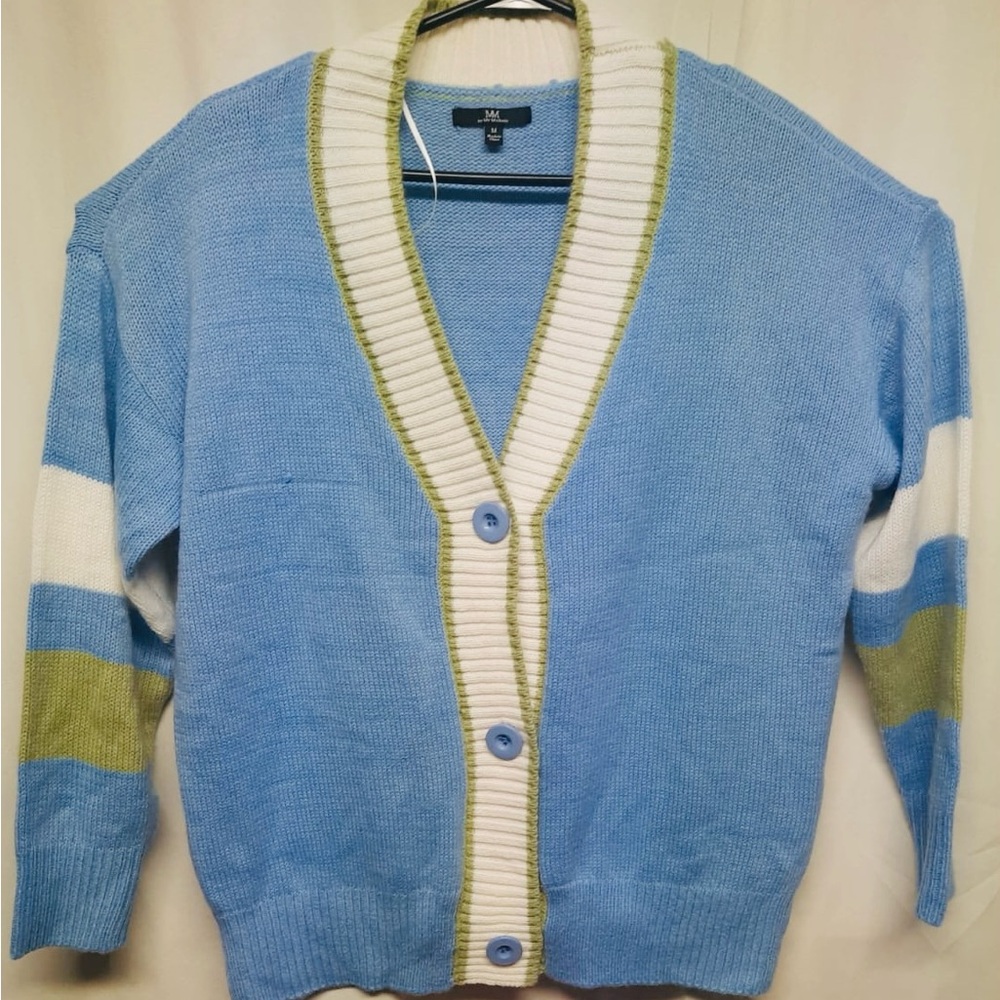 My Michelle Blue and White Cardigan Sweater